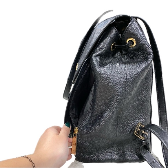 Michael Kors Black Leather Backpack Ginger Pebbled Commute - Picture 9 of 12